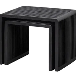 Beistelltisch 2er Set WILLA Teakholz schwarz