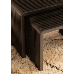 Beistelltisch 2er Set WILLA Teakholz schwarz