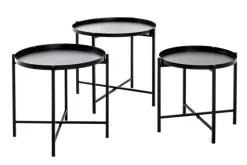 Beistelltisch 3er-Set Ø 39/43/48 cm schwarz