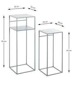 Beistelltisch 2er-Set 30x85x30 cm 26x63x26 cm grau