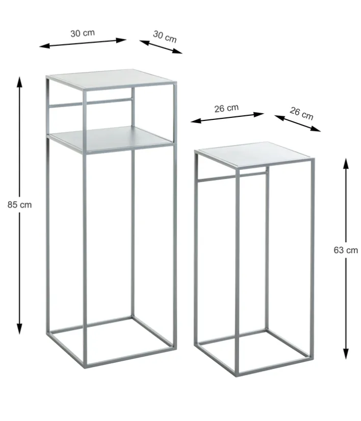 Beistelltisch 2er-Set 30x85x30 cm 26x63x26 cm grau
