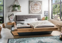 Bett ESPERA 180 x 200 cm Wildeiche massiv/ Anthrazit