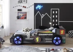 Bett RINUM 90 x 200 cm schwarz/ mehrfarbig