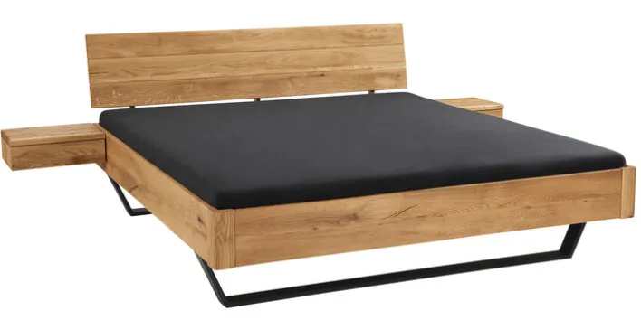 Bettgestell II 200 x 200 cm braun/ Metallkufe anthrazit