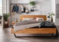 Bettgestell II 200 x 200 cm braun/ Metallkufe anthrazit