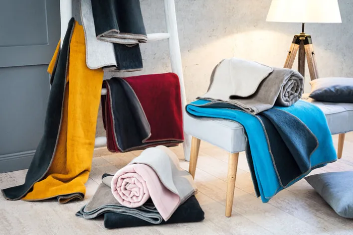 Biederlack Wende-Wohnplaid 150 x 200 cm grau/schwarz/silber