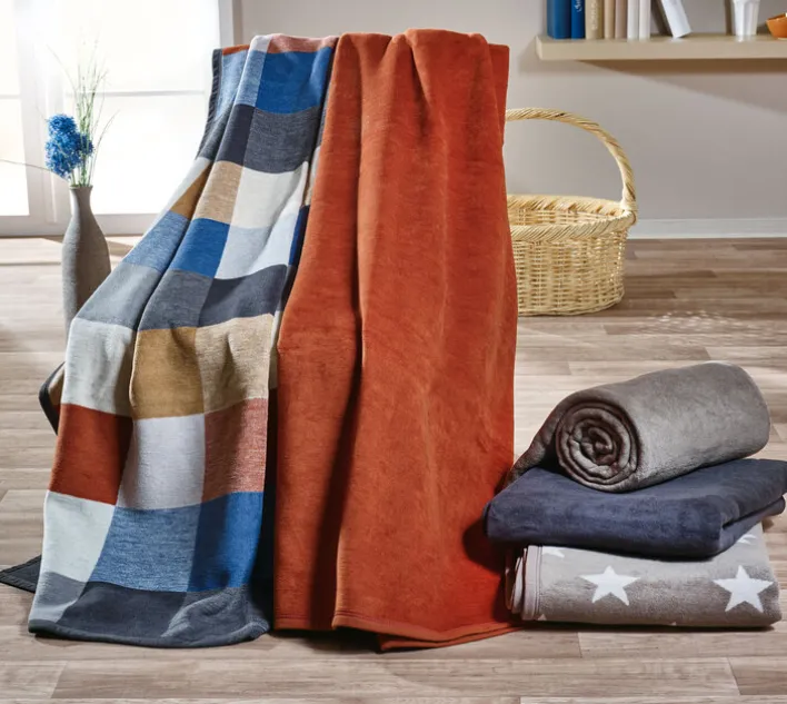 Biederlack Wohndecke COTTON HOME 150 x 200 grau/braun