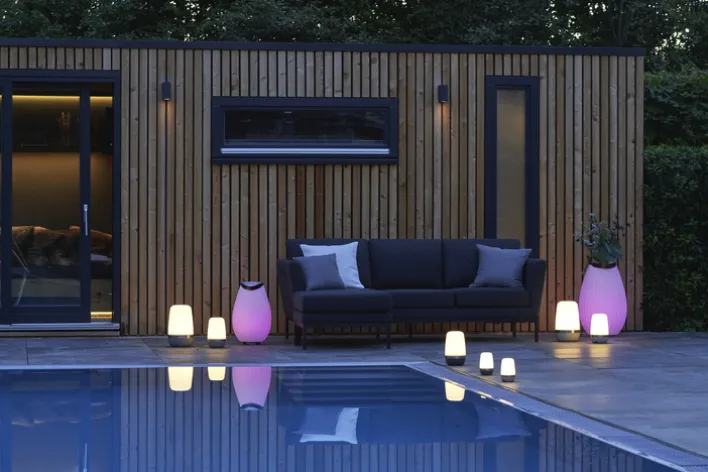 blomus Akku LED mobile Tischlampe SPIRIT 35 cm warm grey