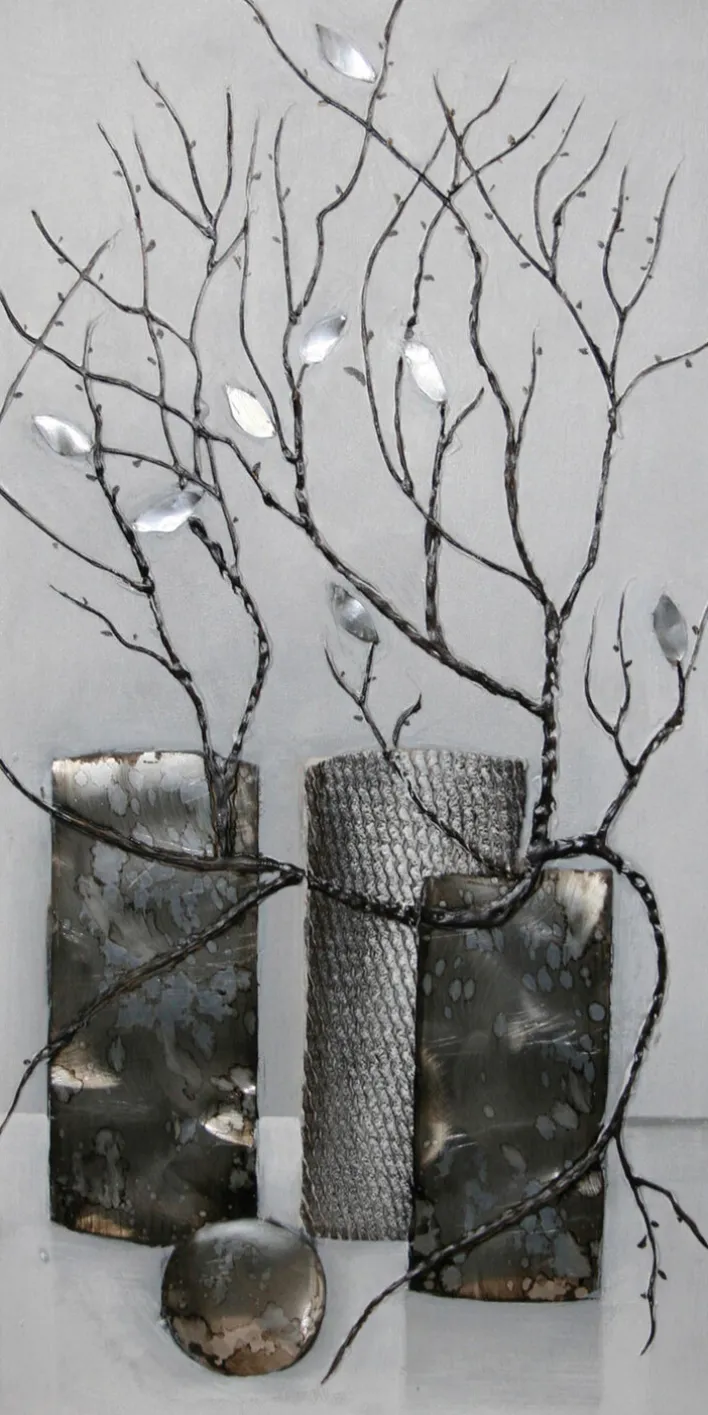 BÖNNINGHOFF Bild VASE MIT SILBERAPPLIKATIONEN II 40 x 80 cm