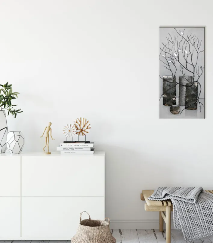 BÖNNINGHOFF Bild VASE MIT SILBERAPPLIKATIONEN II 40 x 80 cm