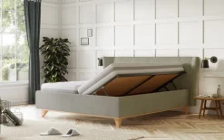 BOHOME Polsterbett TOSCANA III Rücken echt bezogen 180 x 200 cm grün