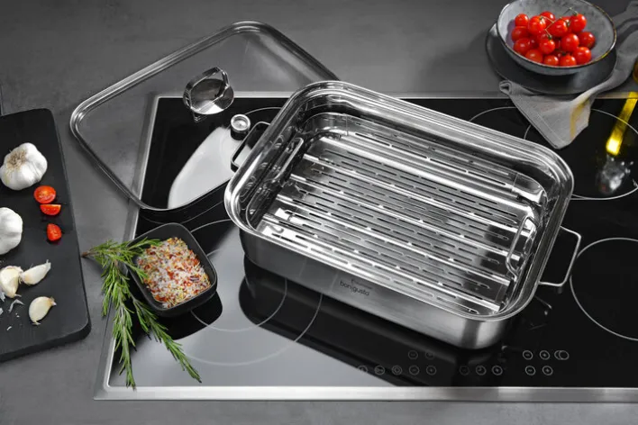 bongusto Dampfgarer-Topf 2-teilig Edelstahl mit Thermometer