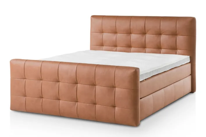 Boxspringbett BARELL LEEDS GAVIN 180 x 200 cm cognacbraun