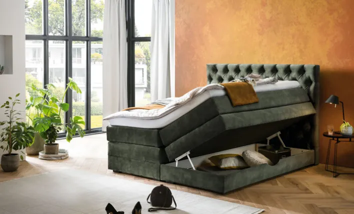 Boxspringbett BARELL SAMNAUN 180 x 200 cm grün