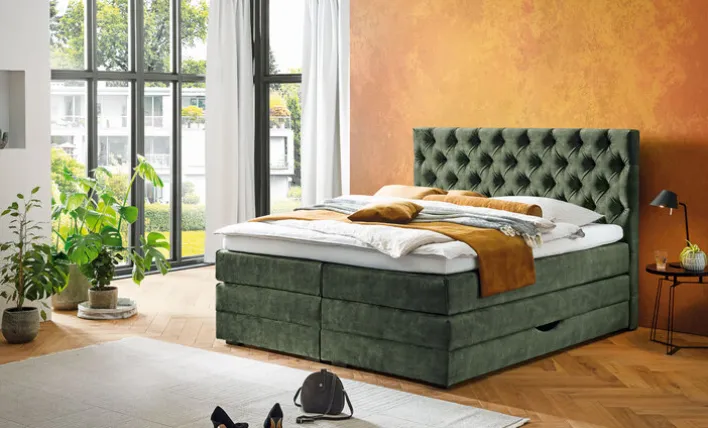 Boxspringbett BARELL SAMNAUN 180 x 200 cm grün