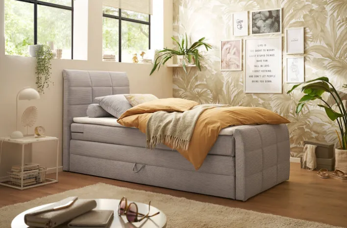 Boxspringbett DARIO 100 x 200 cm grau