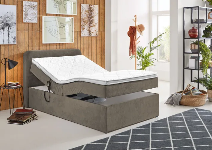 Boxspringbett GABRIOLA 120 x 200 braun-grau
