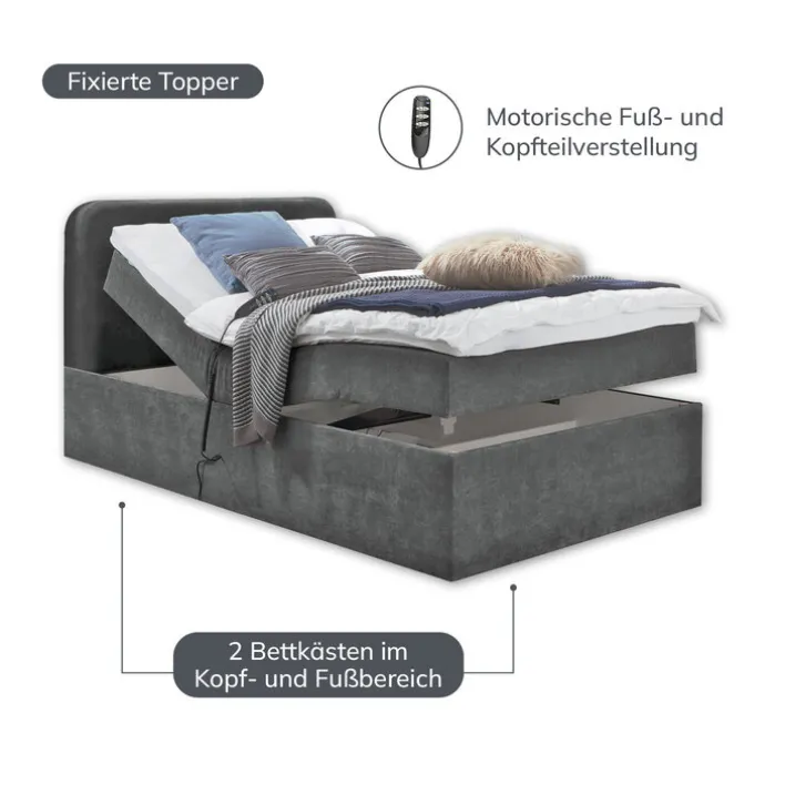 Boxspringbett GABRIOLA 120 x 200 braun-grau
