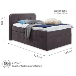 Boxspringbett GABRIOLA 120 x 200 braun-grau