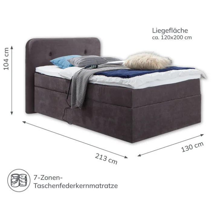 Boxspringbett GABRIOLA 120 x 200 braun-grau