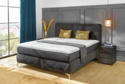 Boxspringbett LILLY 180 x 200 cm schwarz/ goldfarbig