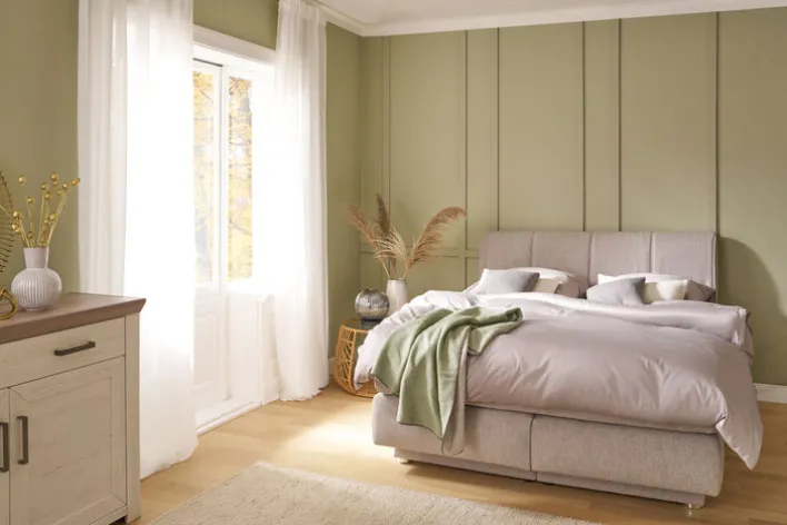 Boxspringbett TASSIA 160 x 200 cm Stoffbezug beige-grau