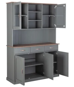 Buffet NICLAS 6.1 131x190x45 cm Massivholz grau/braun