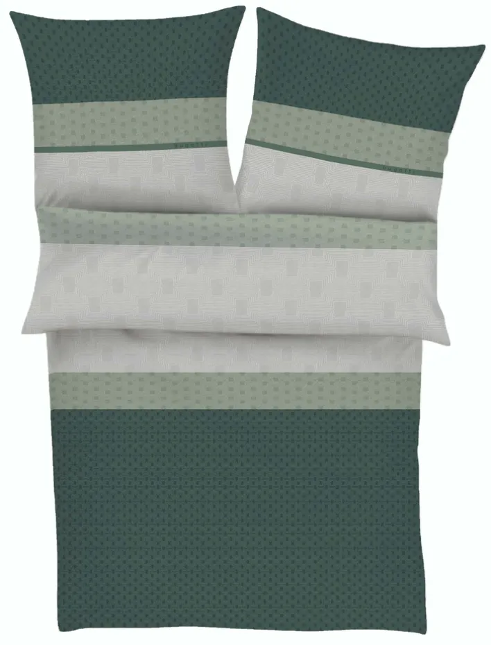 bugatti Satin-Bettwäsche 135 x 200 cm grün/grau