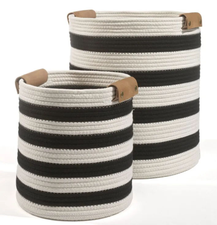 casaNOVA Aufbewahrungskorb rund BLOCK LINE 27 cm weiß /schwarz