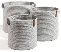 casaNOVA Aufbewahrungskorb rund 30 cm hellgrau