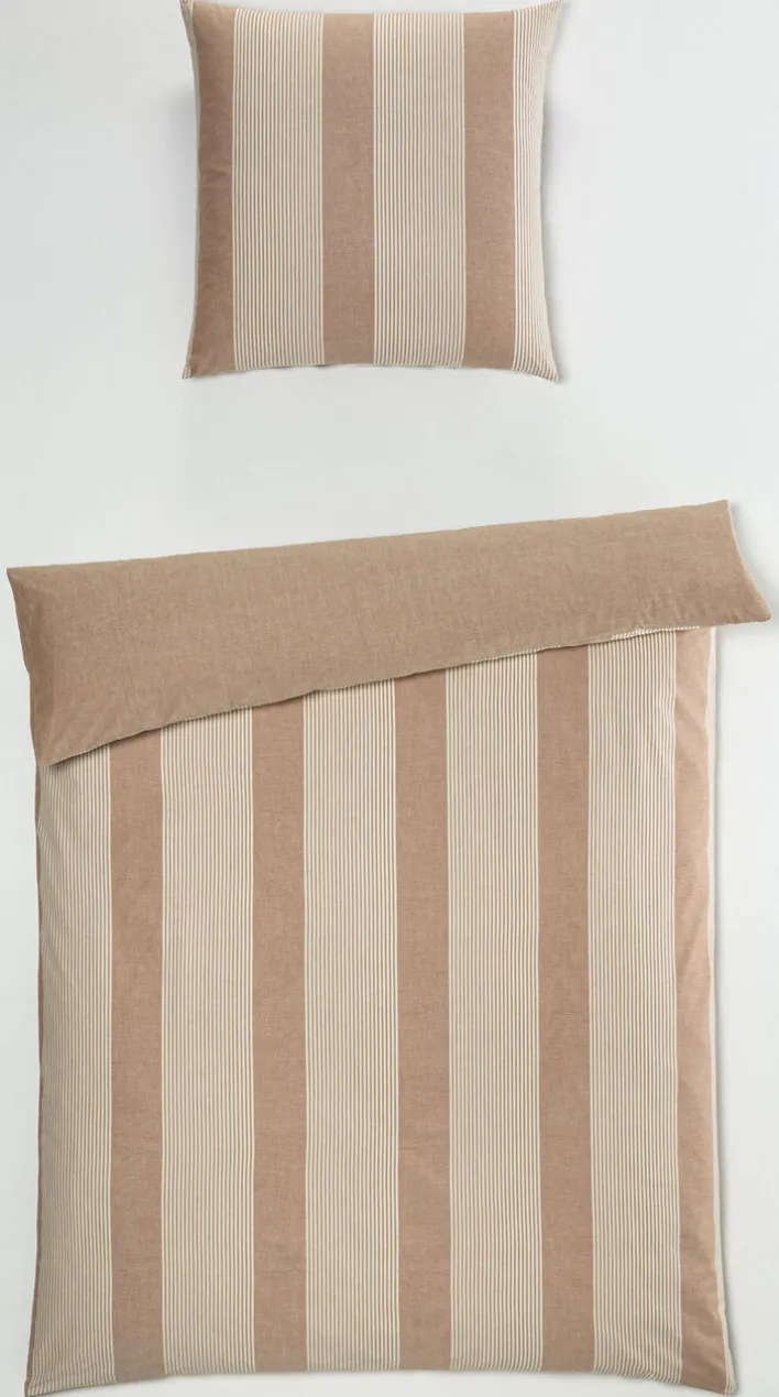 casaNOVA Baumwoll-Bettwäsche MORGAN STRIPE 135 x 200 cm cafe/braun