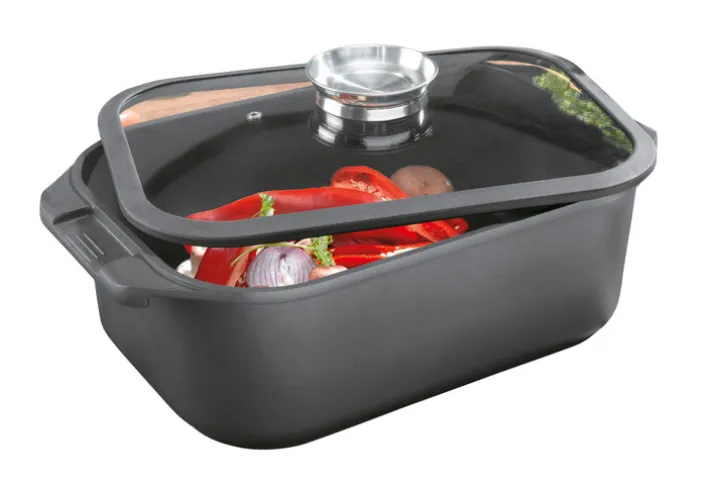 casaNOVA Bräter mit Glasdeckel KELAND 7500 ml Aluguss schwarz