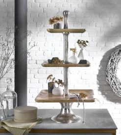 casaNOVA Deko Etagere 3-stöckig Mangoholz