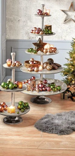 casaNOVA Deko Objekt Etagere 3-stöckig TANNENDUFT & LICHTERGLANZ Mangoholz