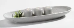 casaNOVA Dekoschale oval 4 x 12 x 40 cm grau
