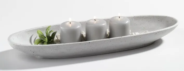 casaNOVA Dekoschale oval 4 x 12 x 40 cm grau