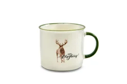 casaNOVA Kaffeetasse MERRY CHRISTMAS Hirsch Steinzeug 9 cm Durchmesser 440 ml Weiß/Grün/Braun/Schwarz