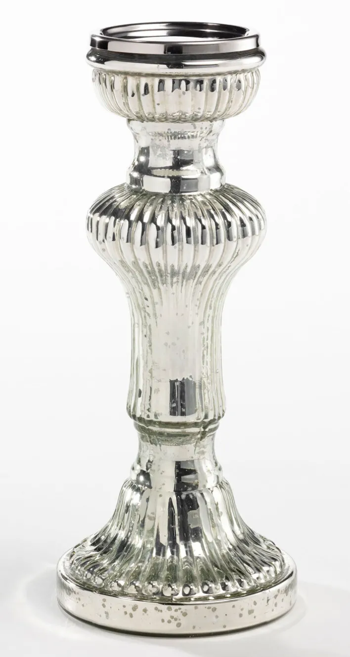 casaNOVA Kerzenständer groß 30 cm silberfarbig