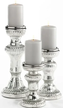 casaNOVA Kerzenständer groß 30 cm silberfarbig