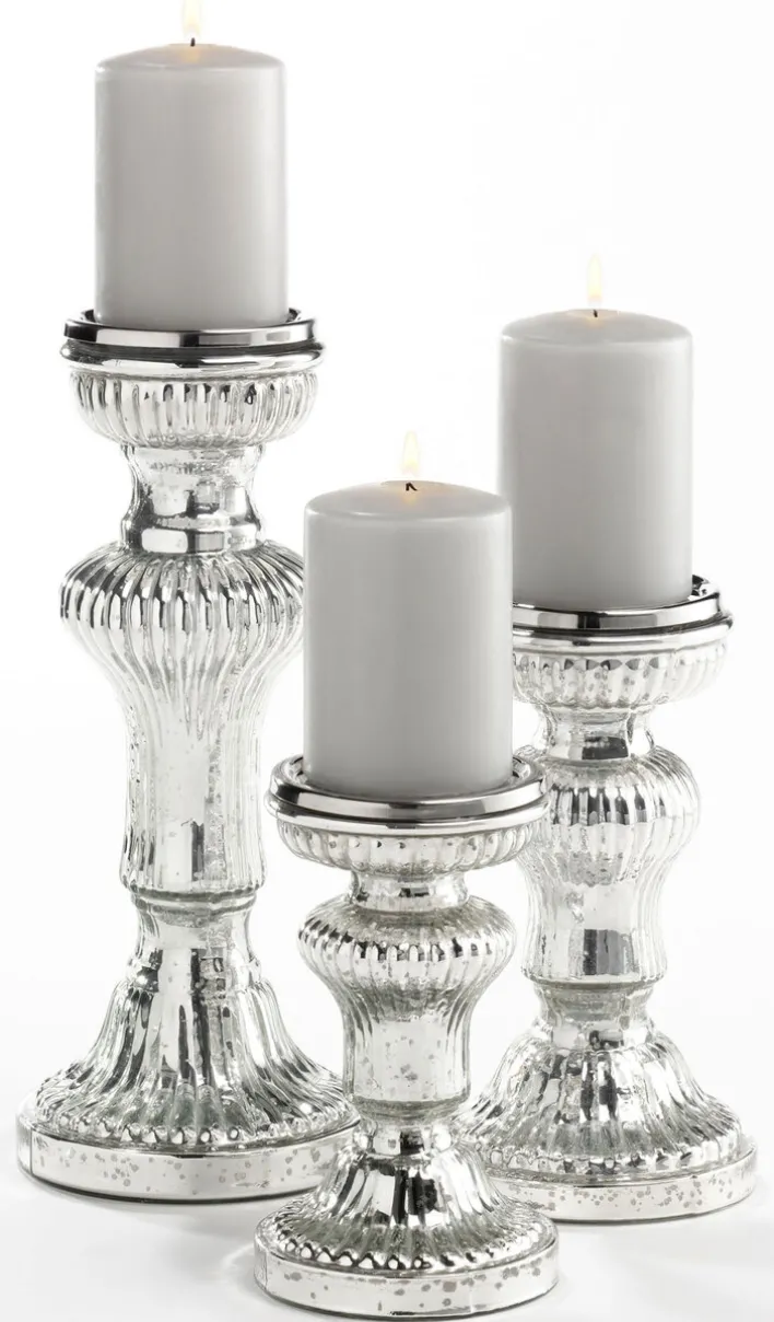 casaNOVA Kerzenständer groß 30 cm silberfarbig