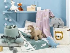 casaNOVA Kinderdecke FAHRZEUGE 80 x 100 cm grün/beige
