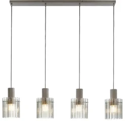 casaNOVA Retrofit Balkenpendel RONJA 4-flg silberfarbig /Rauchglas