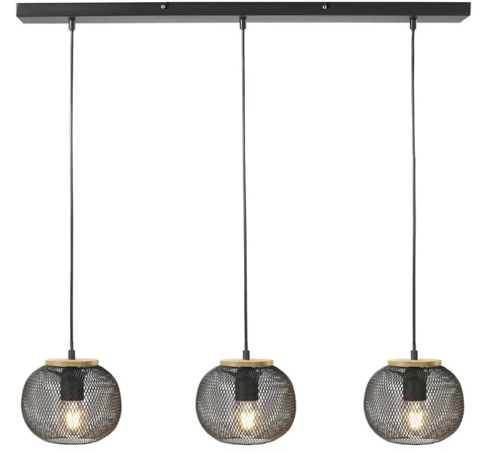 casaNOVA Retrofit Balkenpendel RESI 3-flg schwarz /Holz