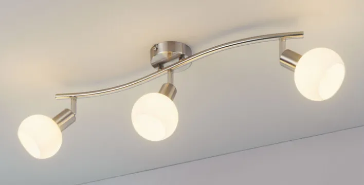 casaNOVA Retrofit Deckenlampe LINA II 3 Spots nickelfarbig /Glas weiß