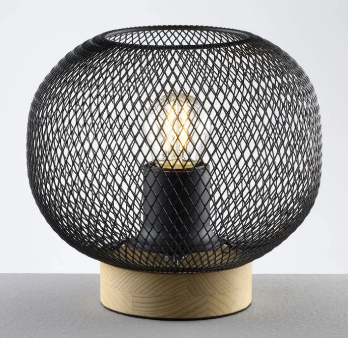 casaNOVA Retrofit Tischlampe RESI 22 cm schwarz /Holz