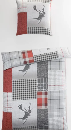 casaNOVA Satin-Bettwäsche HIRA 135 x 200 cm grau/rot