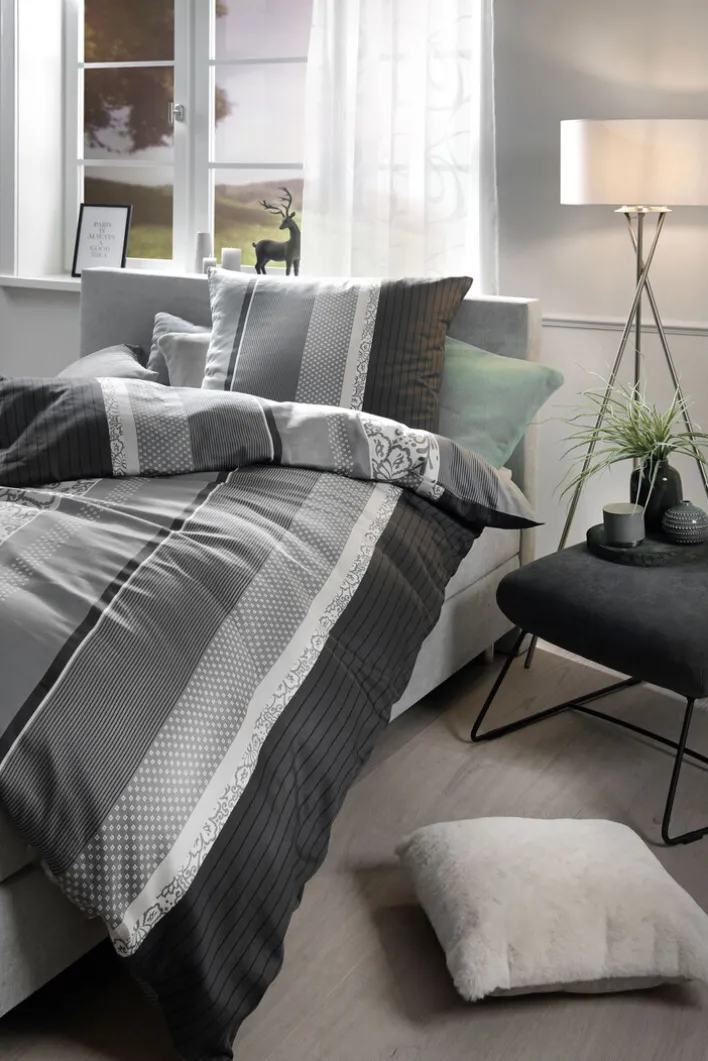 casaNOVA Satin-Bettwäsche JOHANNA 135 x 200 cm grau