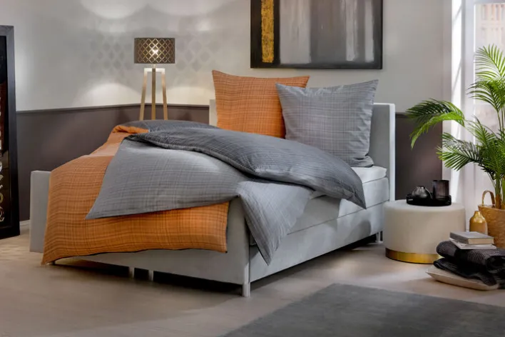 casaNOVA Satin-Bettwäsche LINDA 135 x 200 cm anthrazit/rostfarbig