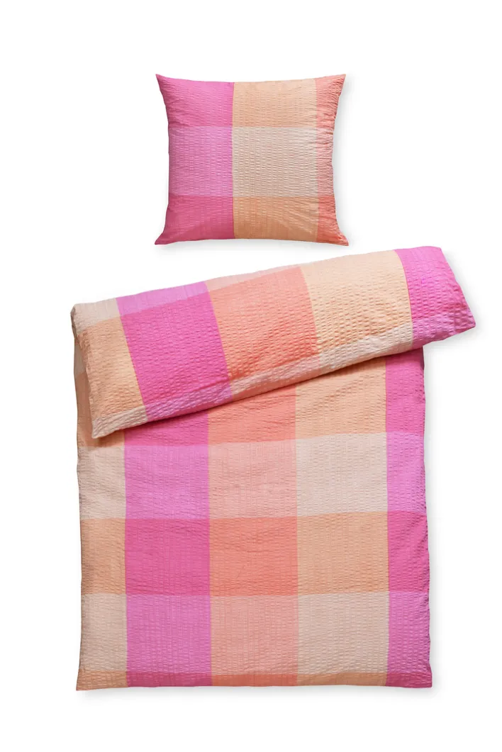 casaNOVA Seersucker-Bettwäsche AURELIA 135 x 200 cm pink/orange