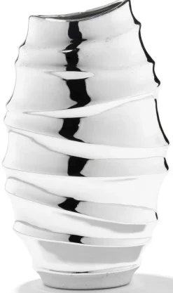 casaNOVA Vase 35,5 cm silberfarbig Hochglanz